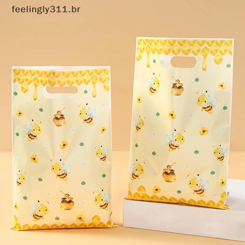 FEELI 10 Peças Bolsas De Doces De Abelha Tema Pequena Festa Caixa De Embalagem De Biscoitos Chá De Bebê