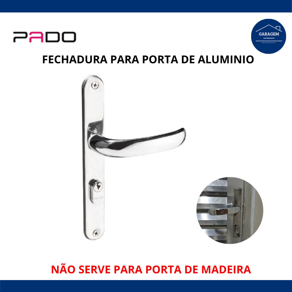 Fechadura Externa Estreita Pado Perfil Estreito Concept Esp 603-22CE (Porta Alumínio)  -  Pado Original Nacional