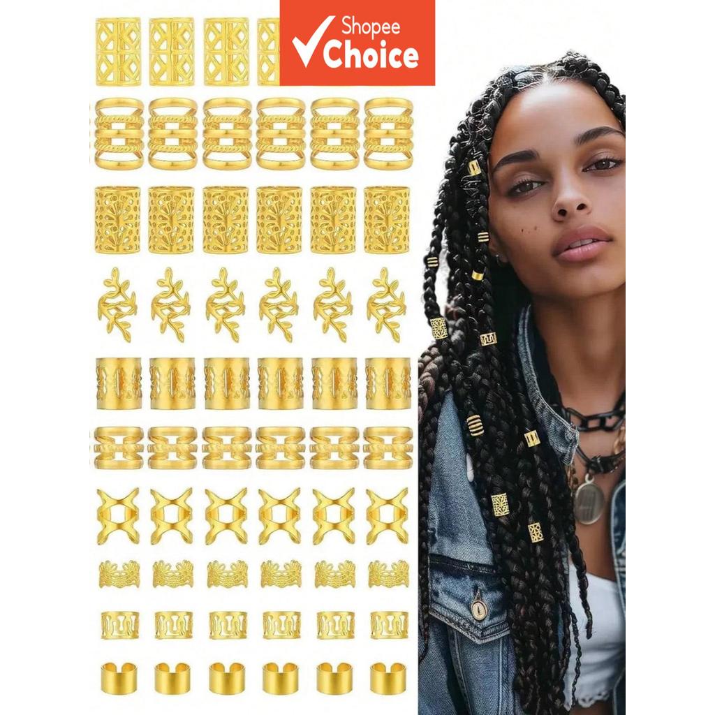 Conjunto De Contas Dreadlock De Metal VMI – 100 Peças De Braçadeira De Cabelo Floral Oca , Clipes De Trança , Acessórios