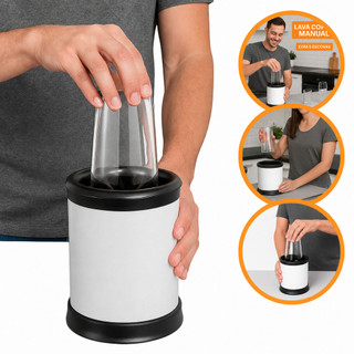 Lava Copos Manual 5 Escovas Com Ventosa Lavador De Copos E Taças Para Bar Cozinha Lanchonete Prático