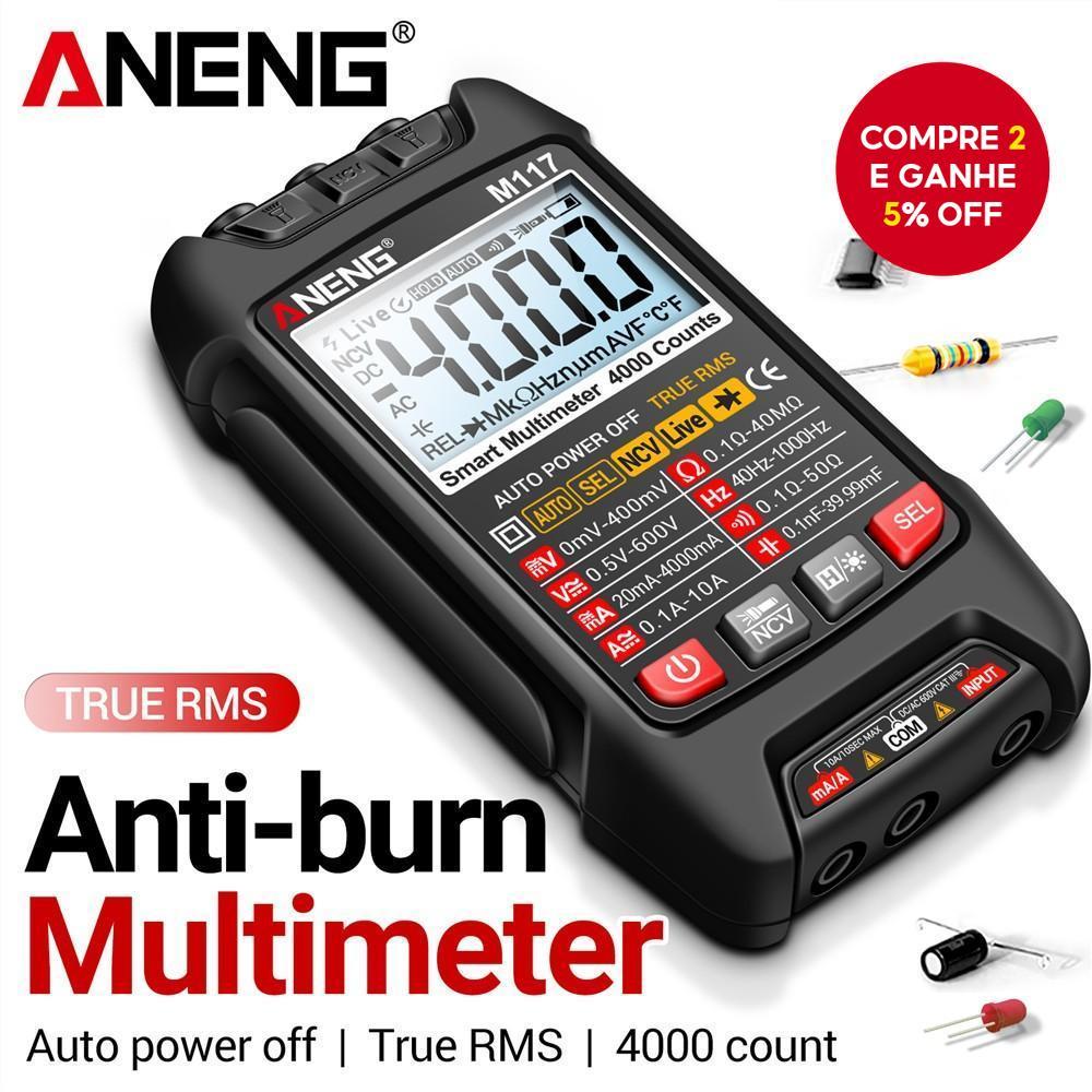 Testador De Capacitor ANENG M117-Multímetro De Resistência , Corrente E Tensão Com 4000 Contagens Recursos De Luz De Fun