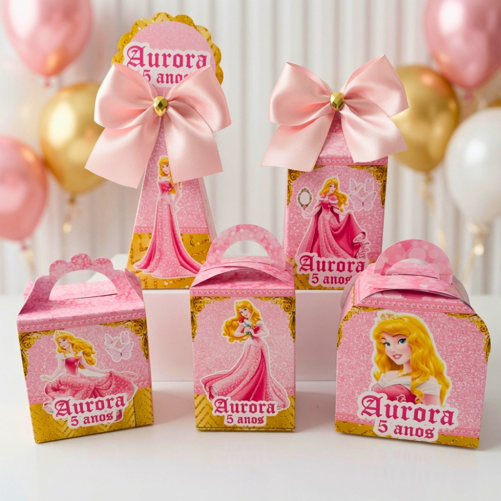 Kit Caixas Aurora a Bela Adormecida Personalizada + BRINDE /Lembrancinha de Festa /Aniversário