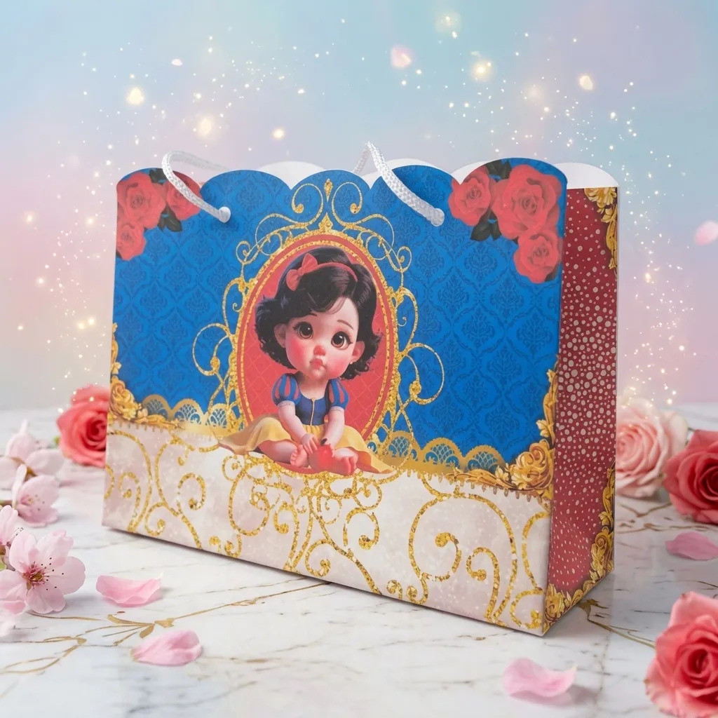 Kit Sacolinhas Branca De Neve Cute 20x15x6 Lembrancinha Teen