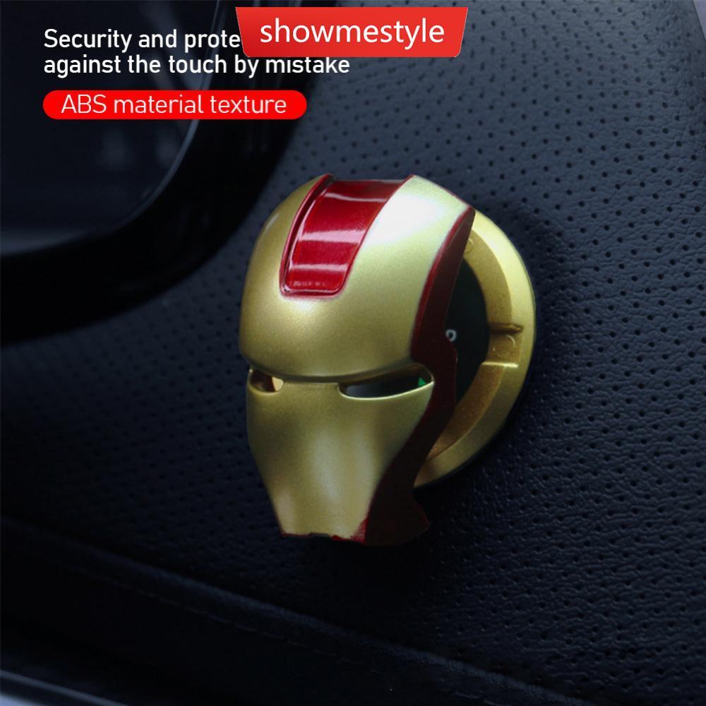 SMS Interior Do Carro Botão De Parada Ignição Motor Capa Protetora Homem Ferro Decoração Adesivo Acessórios Interiores C
