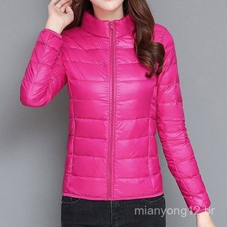 Casaco Feminino Curto De Algodão Leve E Acolchoado De Inverno , Agasalhos Quentes .