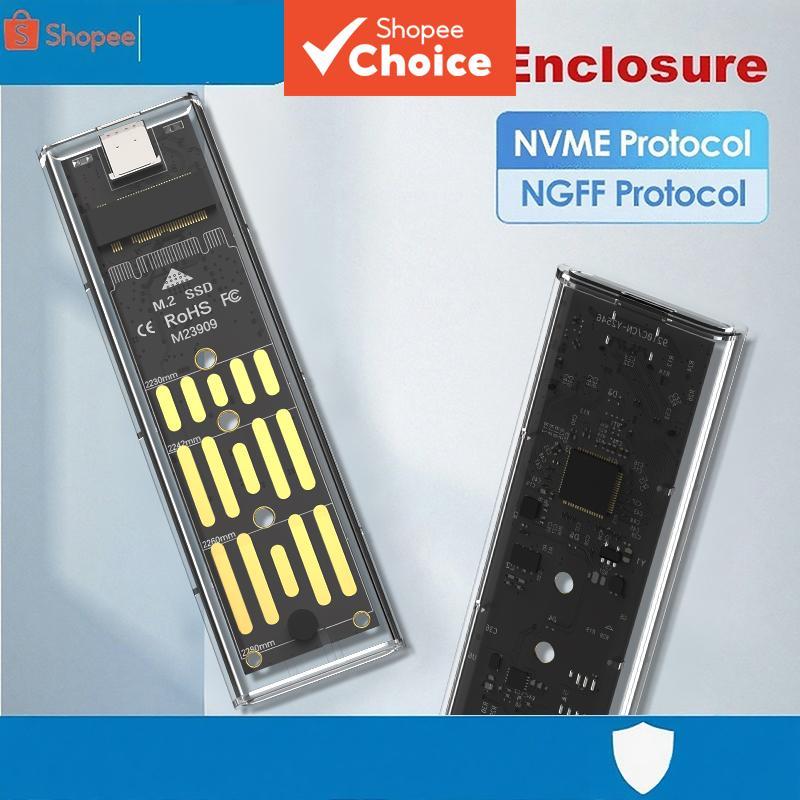 Gabinete Transparente para SSD M.2 NVMe, Armazenamento Externo com Protocolo Dup