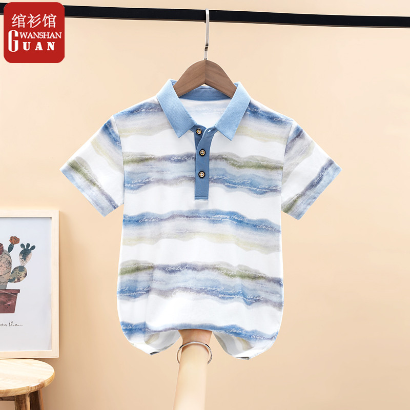Menino camisa Polo verão listrado crianças menino camiseta médio grande criança de manga curta camiseta 2026 novo estilo