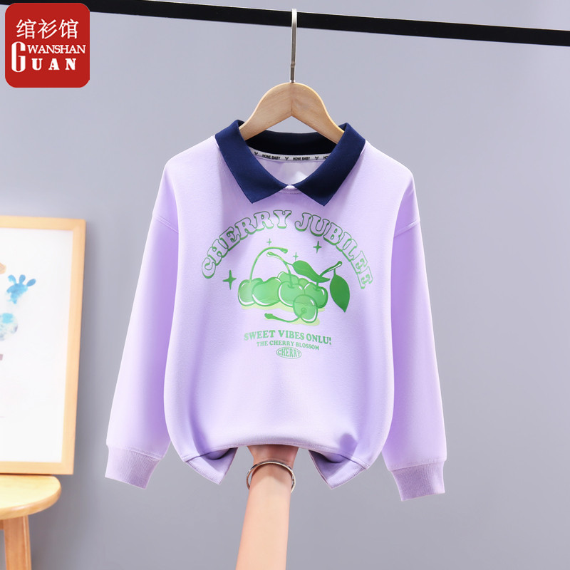 Meninas primavera moletom 2026 novo estilo de manga comprida camiseta roupas infantis meninas primavera lapela crianças 