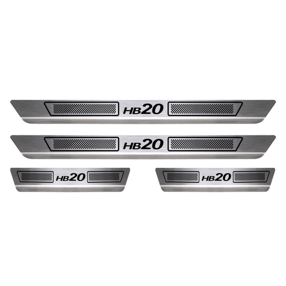 Jogo Soleira Portas Hyundai HB20 2020 a 2025 Sofisticar Aço Inox Prata