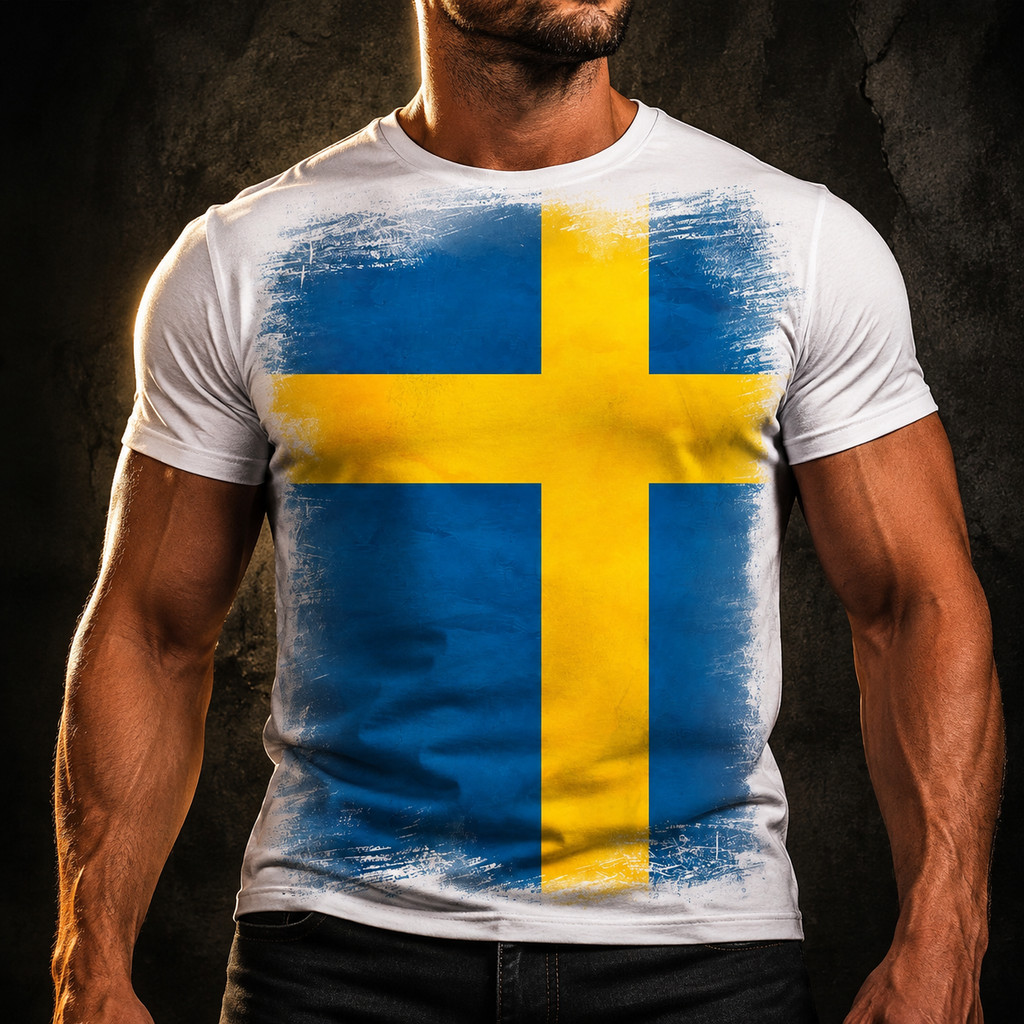 Camisa Camiseta Bandeira Suécia Vintage 05