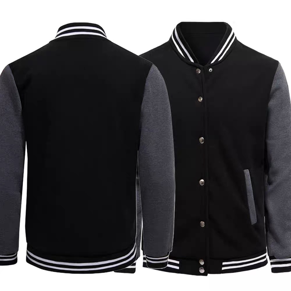 Jaqueta De Beisebol Masculina E Feminina Com Fecho De Botão Completo , Gola Alta , Manga Comprida , Bolsos De Design De