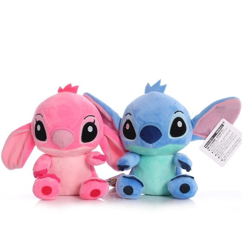 Pelúcia Stitch e Angel Azul e Rosa 20cm Importado Pronta Entrega Brinquedo infantil menina e menino Boneco para crianças