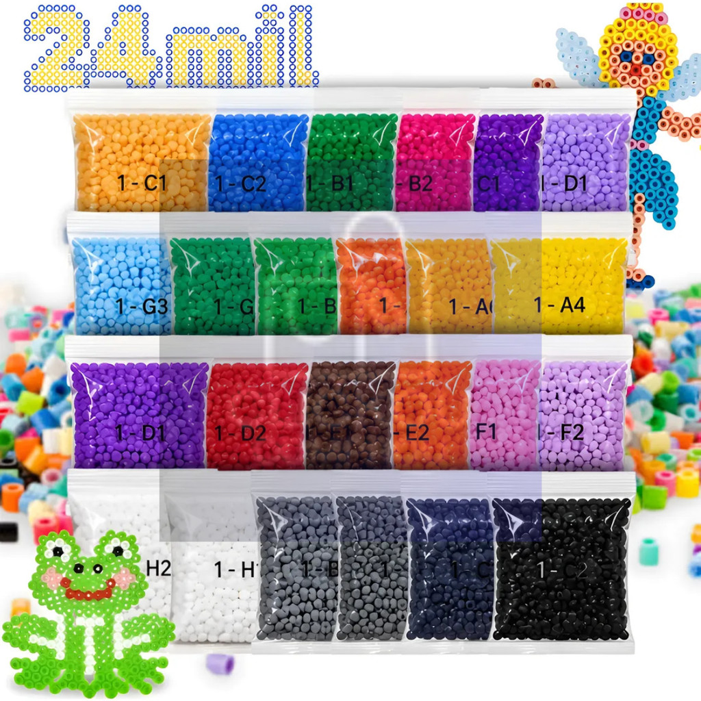 Conjunto Hama Beads 24 Mil Peças Brinquedo Infantil Miçanga 24 Cores 2.6mm Artesanato