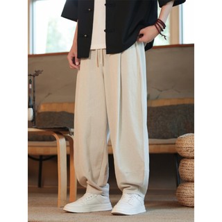 Calças de linho masculinas verão fino estilo chinês tamanho grande algodão linho tornozelo comprimento calças Street Wea