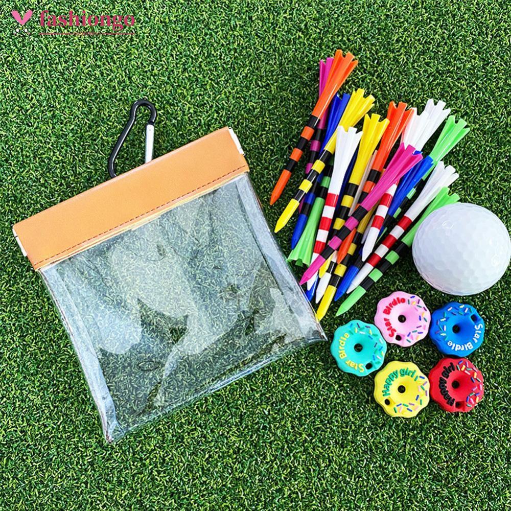 FASHIONGO Transparente PVC Saco De Golfe Auto-Fechamento T Garfo Verde Armazenamento Acessório Kit De Ferramentas H4Q3