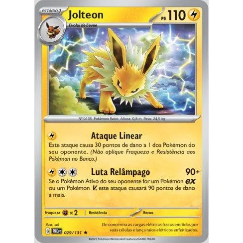 Carta Pokémon Jolteon 029/131 Evoluções Prismáticas Rara