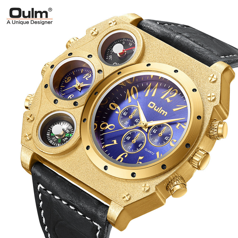 2026 novo estilo grande Dial Multi-fuso horário relógio masculino relógio de quartzo único Casual bússola relógio de pul