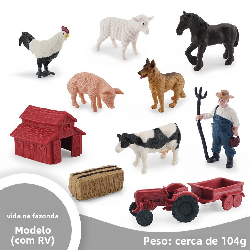 Novo Modelo de Simulação de Vida em Fazenda para Crianças, Cavalo Shire, Celeiro Vermelho, Trator, Brinquedo Decorativo