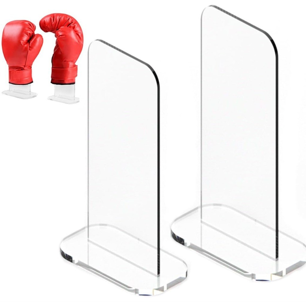 Acrílico em forma de T Vertical luvas de boxe expositor beisebol futebol motocicleta luvas expositor