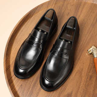 Outono negócios casuais sapatos de couro masculino couro genuíno respirável sola macia resistente ao desgaste deslizamen