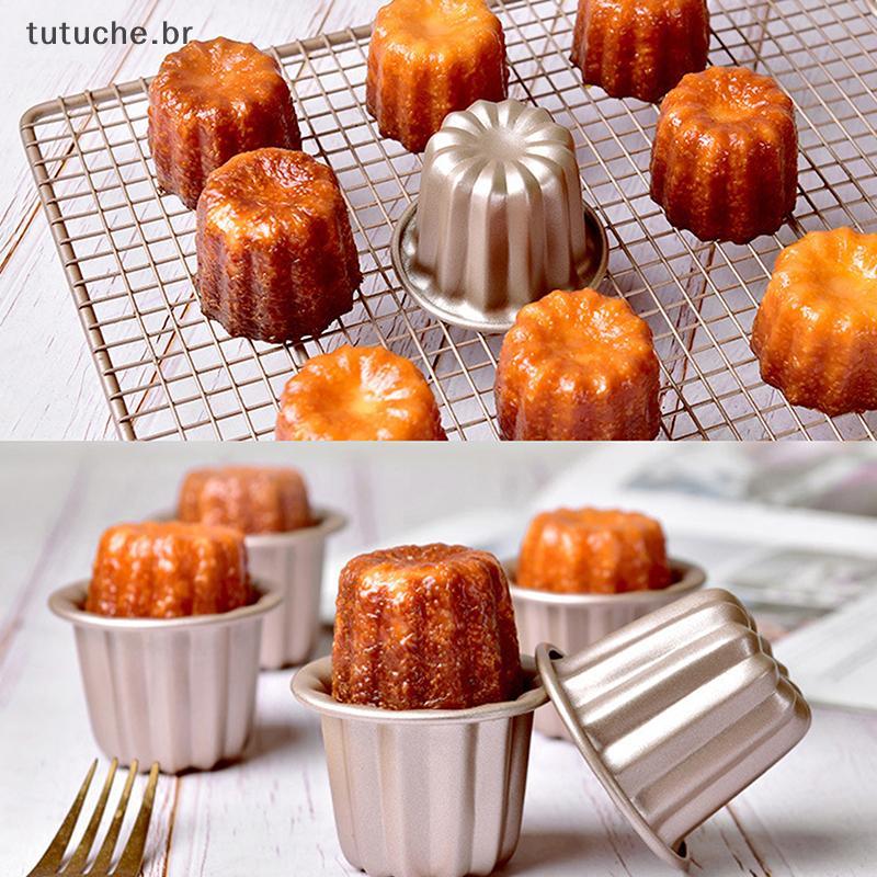 TU 6 Pçs Molde De Canele Bolo Pan Não Sti Pequeno Moldes Muffin Bakeware Cupcake Aço Carbono Pastelaria Mini Titular BR