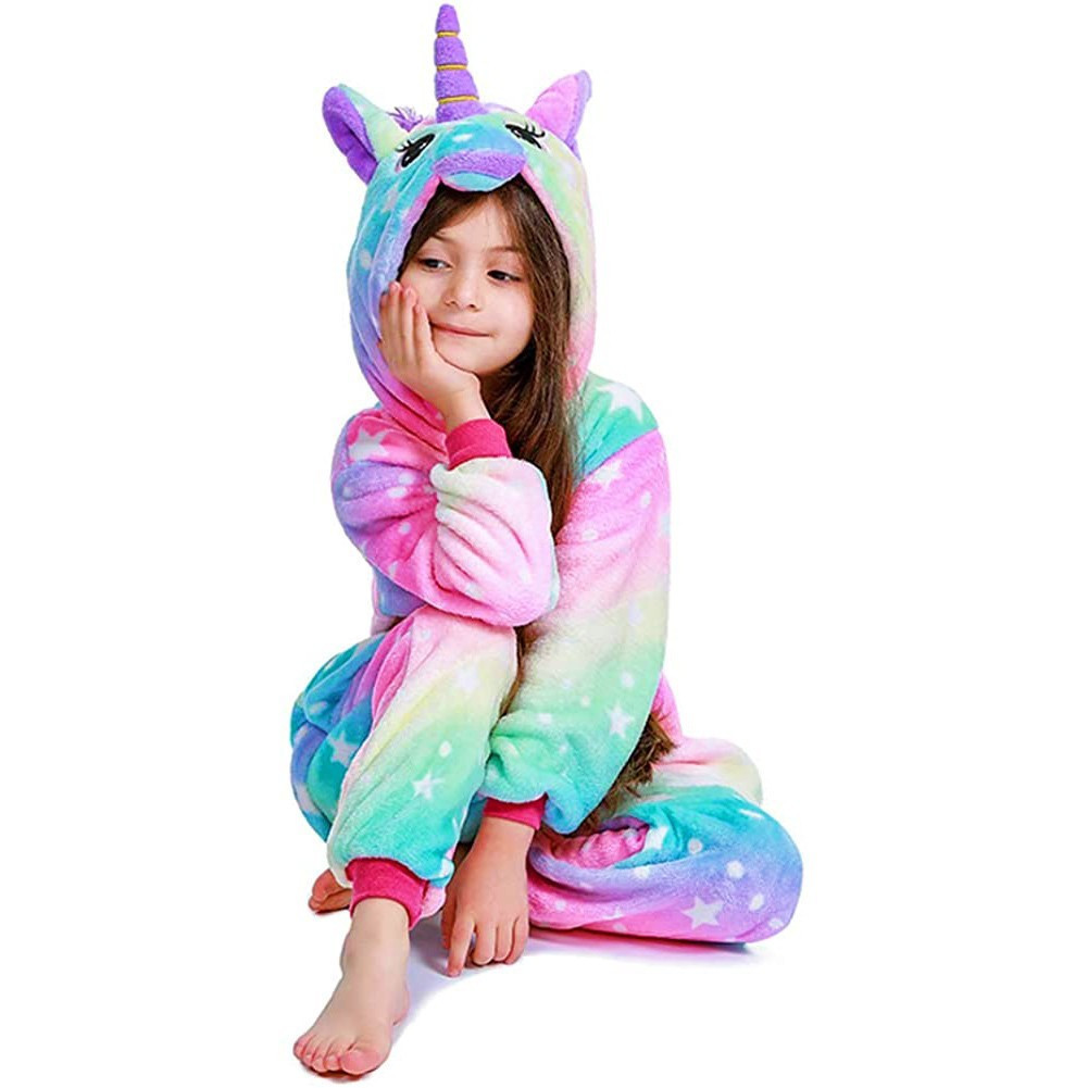 Pijama Infantil De Flanela De Unicórnio De Pelúcia , Fantasia De Animal Com Capuz , Roupa De Dormir Macia Para Halloween