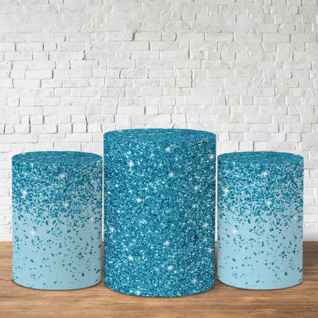 Trio de Capas Cilindro Sublimado Glitter Veste Fácil com Elástico