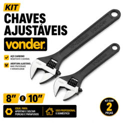 Kit 2 Chaves Inglesas Ajustáveis 8 e 10 Pol Vonder