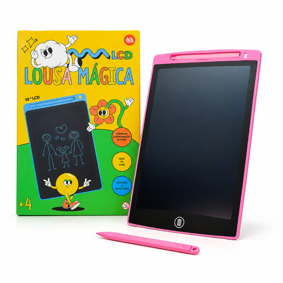 Lousa Mágica Rosa Infantil Diversão Criatividade C/ Bateria