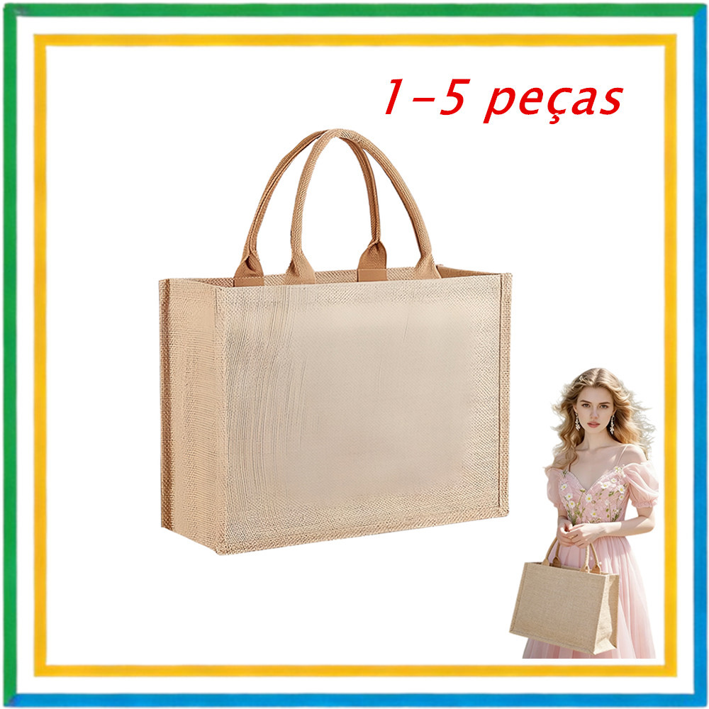 Bolsa de linho feminina, bolsa de praia grande de tecido, bolsa de presente de festa de viagem ecológica, 1-5 peças