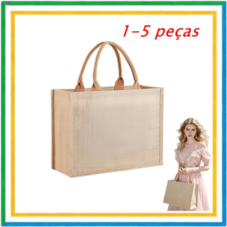 Bolsa de linho feminina, bolsa de praia grande de tecido, bolsa de presente de festa de viagem ecológica, 1-5 peças