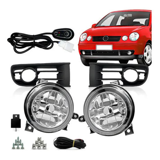 Kit Farol Milha Polo 2003 2004 2005 2006 Moldura Preta