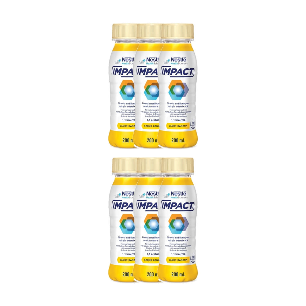 Kit 6 Impact Nutrição Enteral e Oral Banana 200ml
