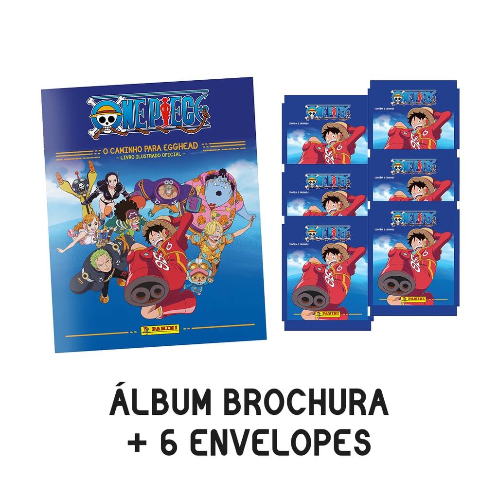 Kit C/ 1 Álbum Brochura + 6 Envelopes De Figurinhas One Piece Road To