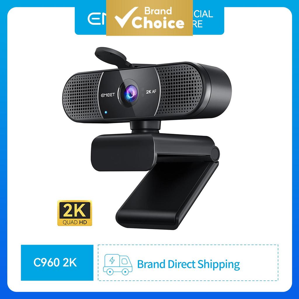 Câmera Web USB Emeet C960 2K QHD com Microfone Integrado para Transmissão ao Vivo e Videoconferência via Zoom para Uso