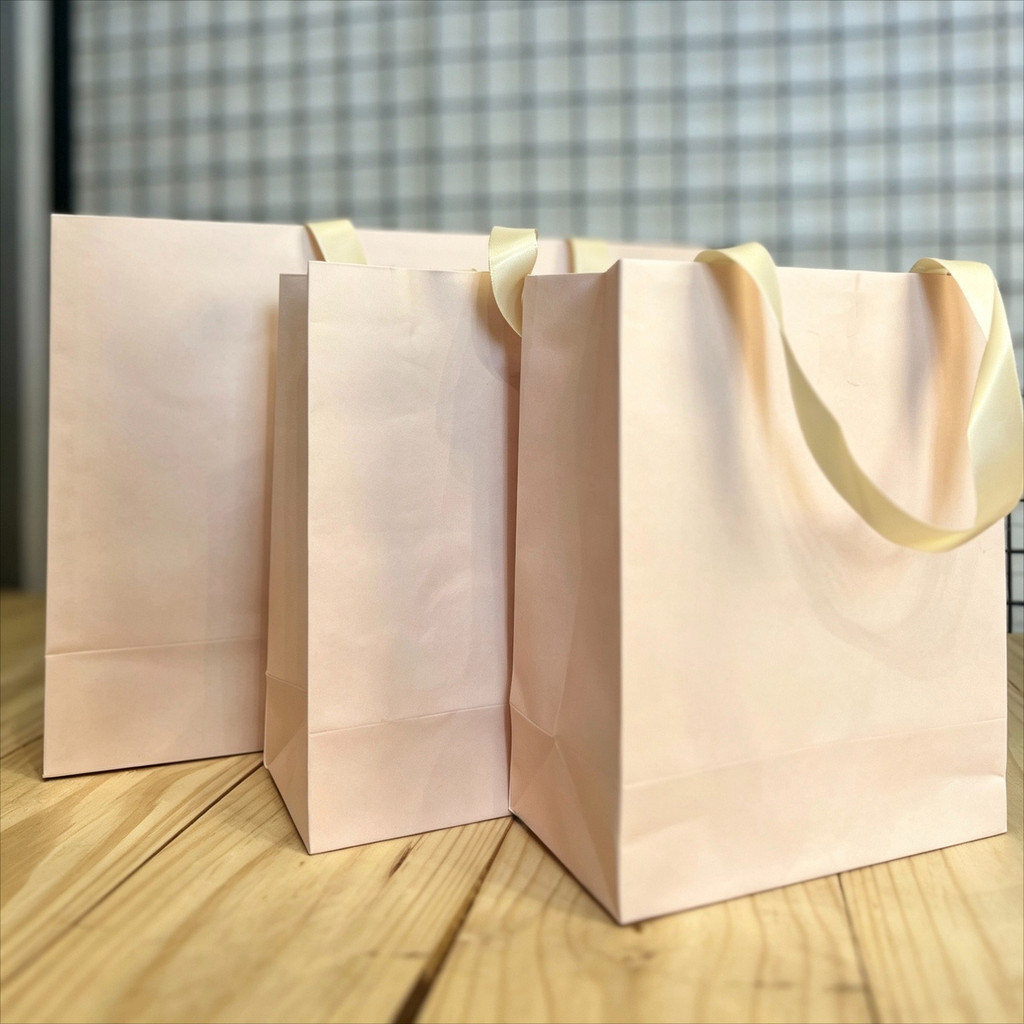 Kit 30 Sacolas de Papel Bege Lisa P M G