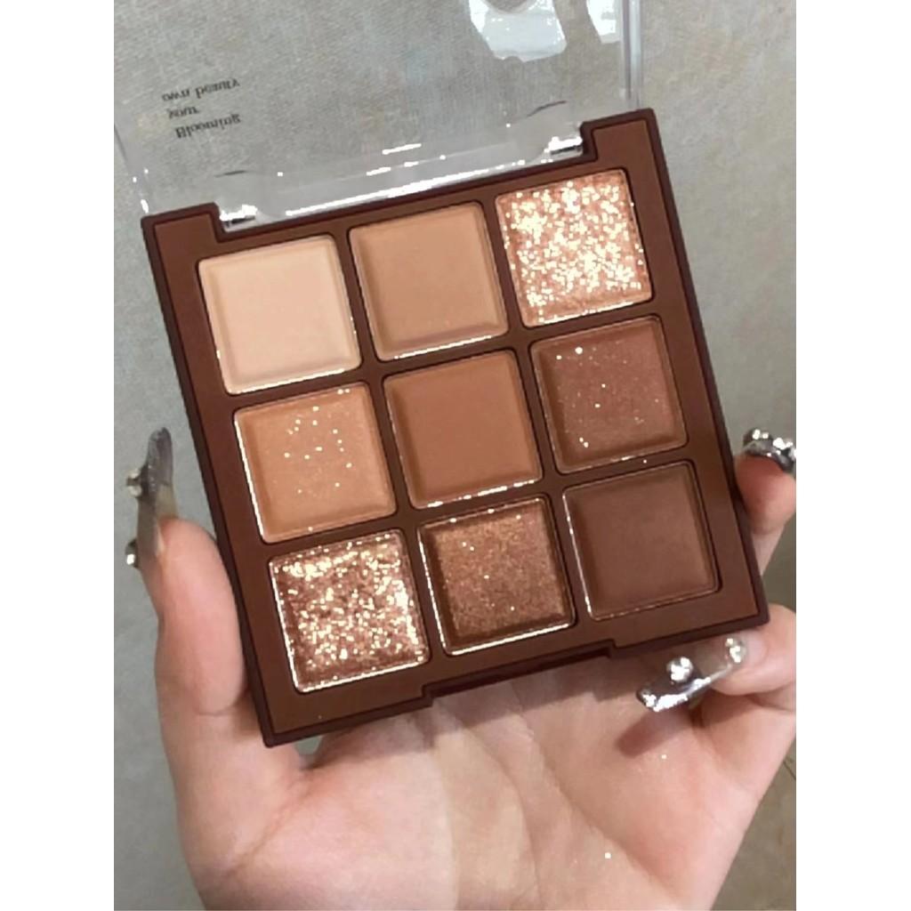 Chocolate quente marrom sombra Xiaohongshu mesmo estilo roto paleta de sombras de nove cores fosco laranja marrom terra