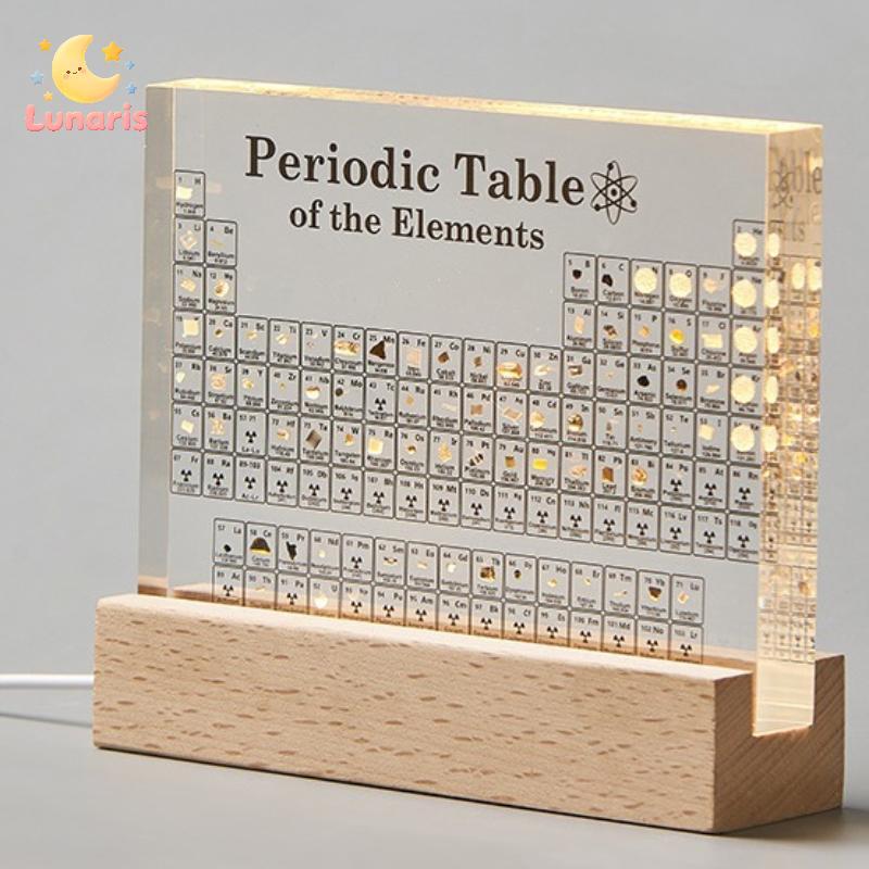 Lunaris Acrílico Tabela Periódica Estatuetas Mendeleev Elemento De Impressão Mesa Decoração Química Exibição Casa Acessó