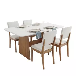 Conjunto Sala de Jantar Mesa 1,20m Maira 4 Cadeiras Linda
