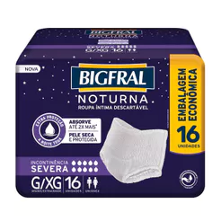 Roupa Íntima Descartável Bigfral Noturna G/XG 16 Unidades Embalagem Econômica