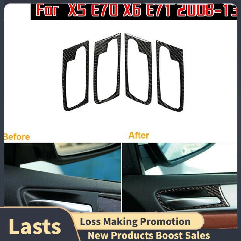 4 Pçs Carro De Fibra Carbono Interior Maçaneta Da Porta Quadro Guarnição Substituir Para X5 E70 (2008-2013) X6 E71 (2009