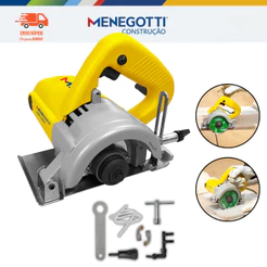 Serra Mármore C/Kit Refrigeração 4.3/8" 1300W MSM-1300W Menegotti Mármore Granito Concreto Alvenaria