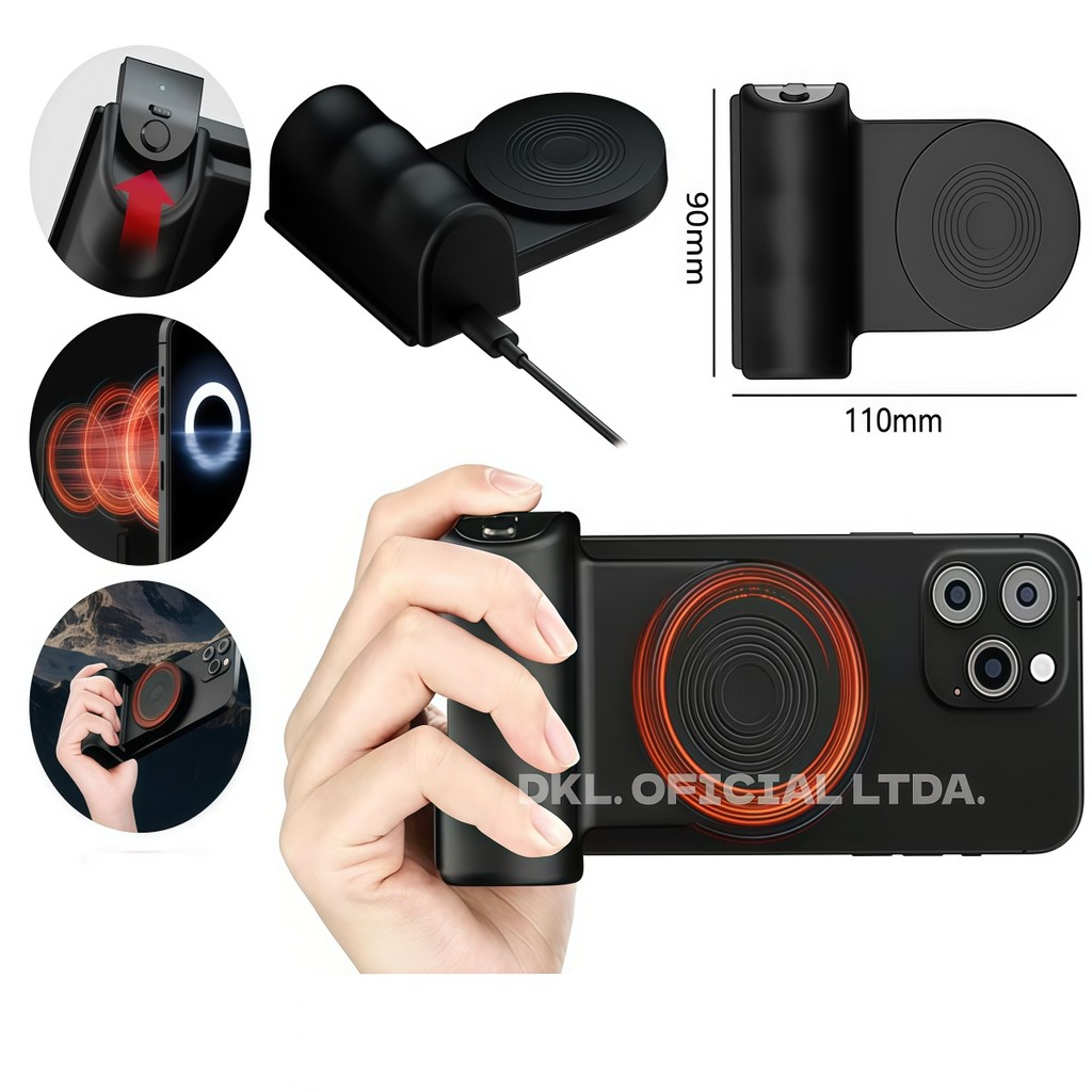 Suporte Magnético Celular Bluetooth Grip Estabilizador de Fotos Com Controle Remoto Aclopado DKL