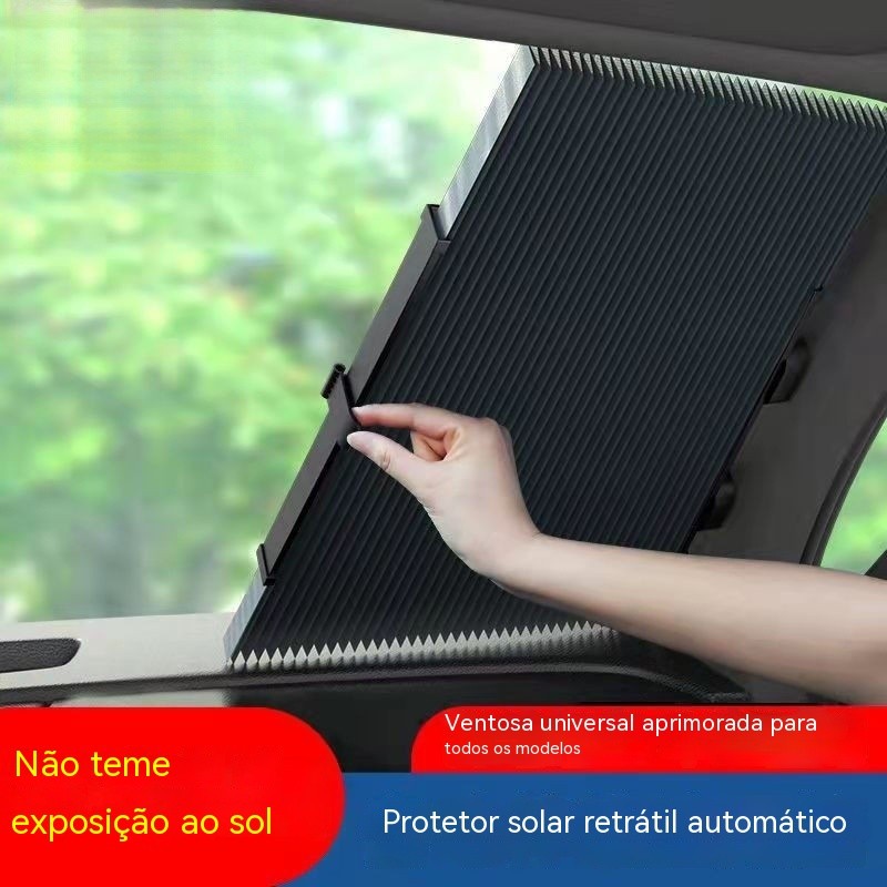 Para-sol automotivo, para-sol retrátil automático, proteção solar para para-brisa dianteiro e para-sol com isolamento té