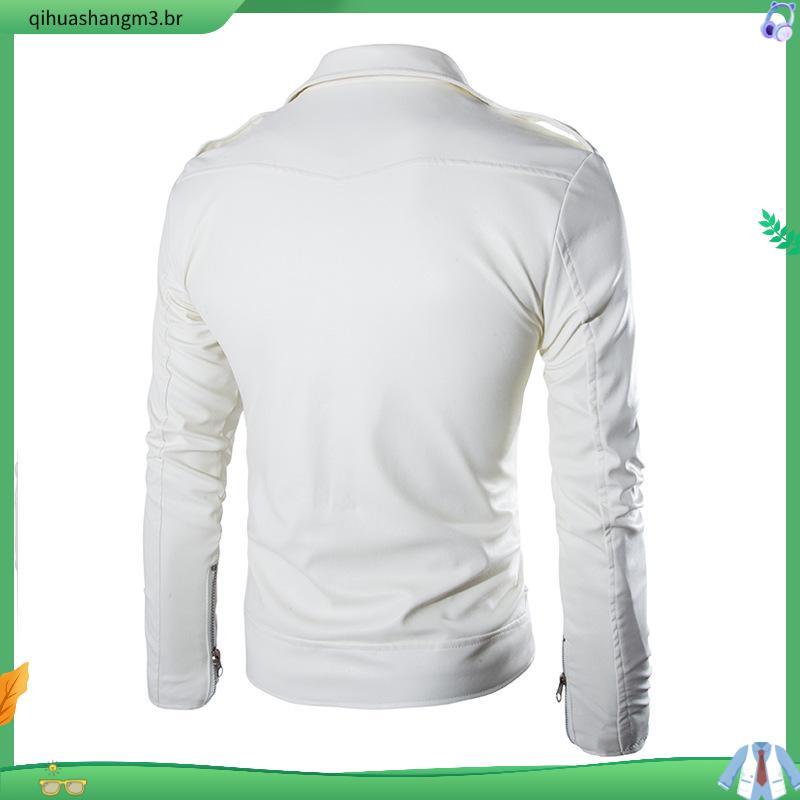 Jaqueta de couro slim fit masculina/jaqueta com zíper para motocicleta/casaco casual para primavera/outono/inverno