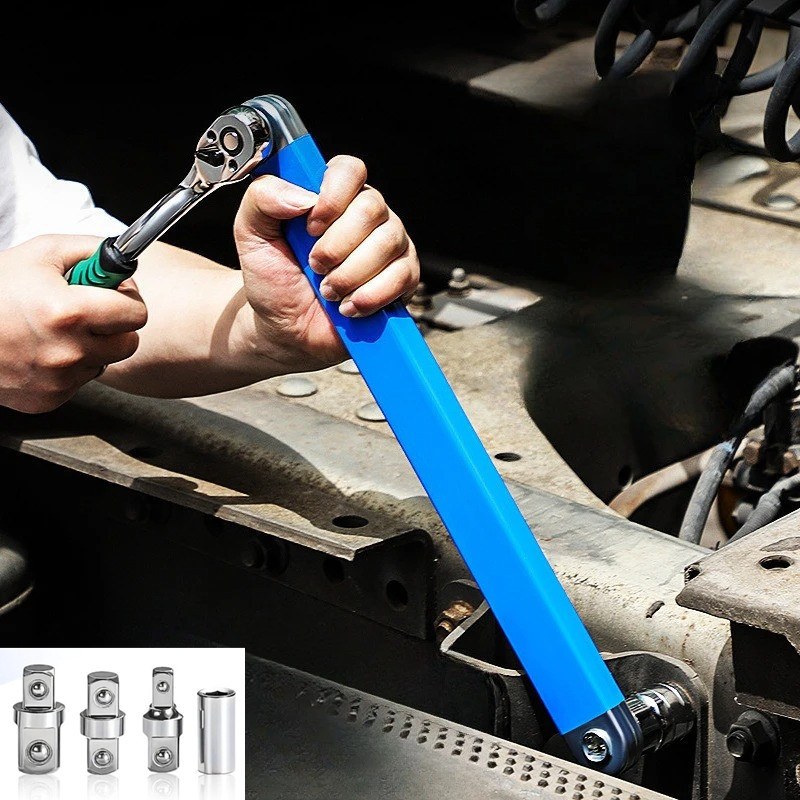 Extensão 15" Para Chave Catraca Aço Carbono Kit Ideal Para Espaços Estreitos Reparo Automotivo