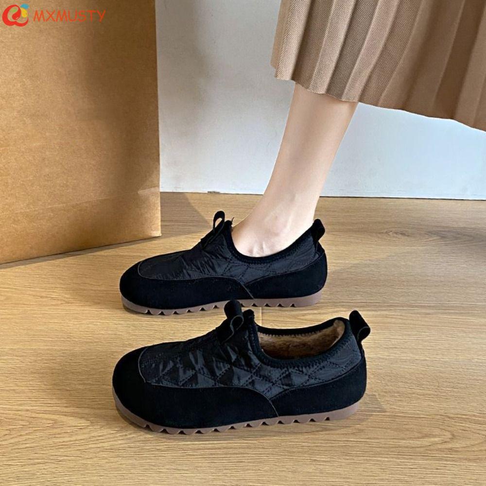 Botas De Neve De Pelúcia MXMUSTYZA , Sapatos Com Plataforma De Cisalhamento Femininos Baixos Leves E Impermeáveis Sola M
