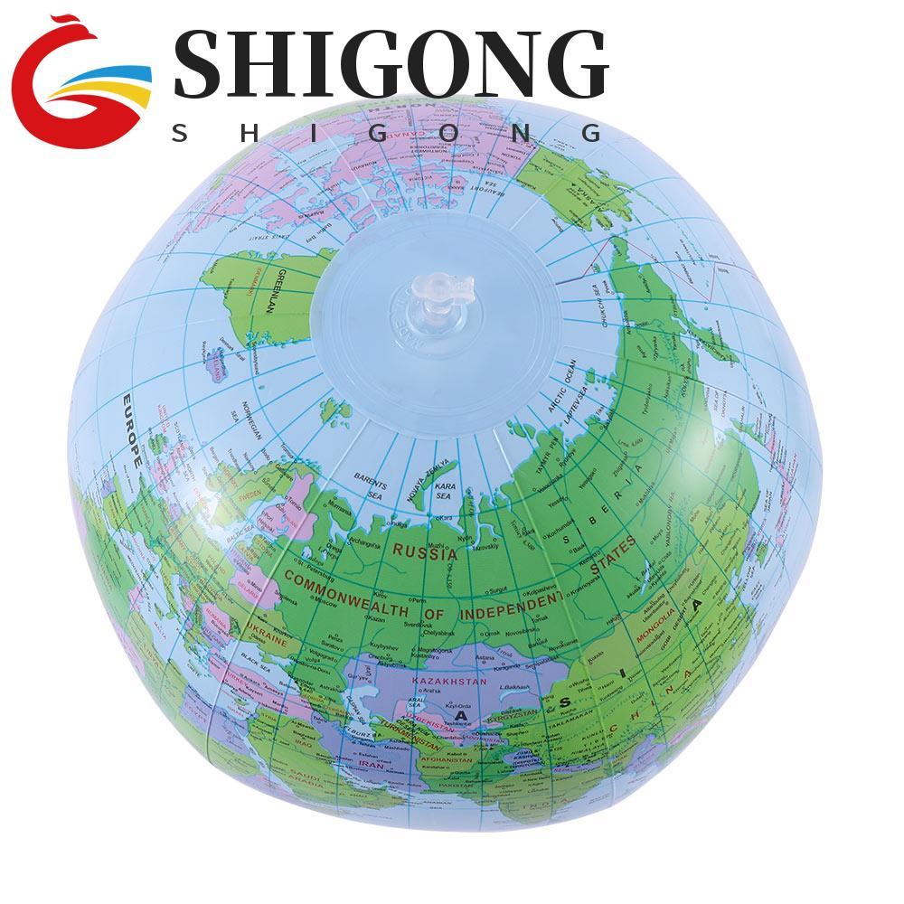 SHIGONG Globo Gigante Inglês Durável Geografia Bola De Praia Balão Educacional 40cm Mapa Do Mundo
