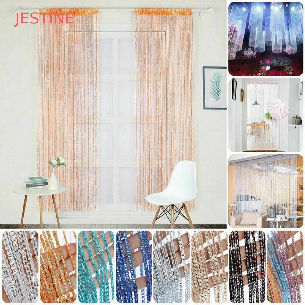 JESTINE Tassel Line Janela Sala De Estar Frisada Pendurada Brilhante Cortina Divisora De Casa