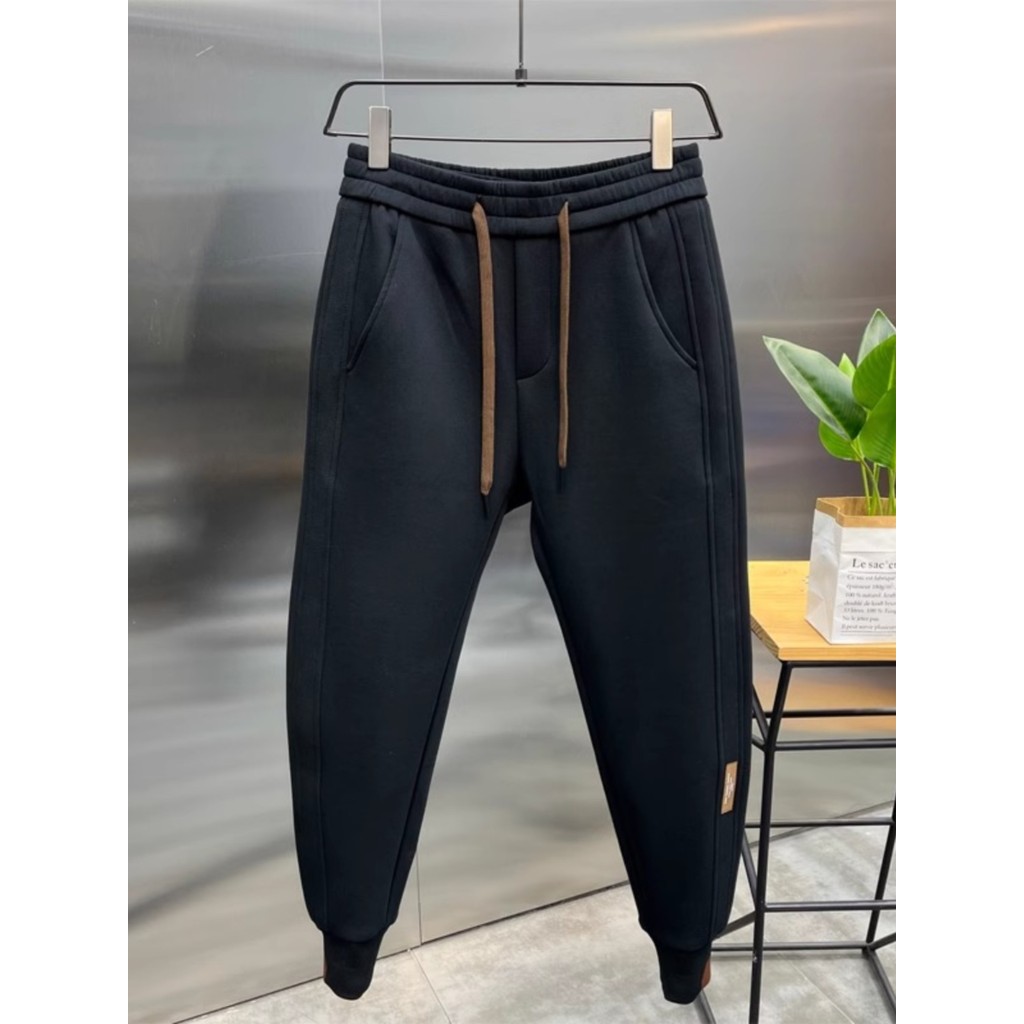 Outono inverno calças magras masculino novo estilo na moda magro-ajuste mais magro olhar Sweatpants forro de lã engrossa